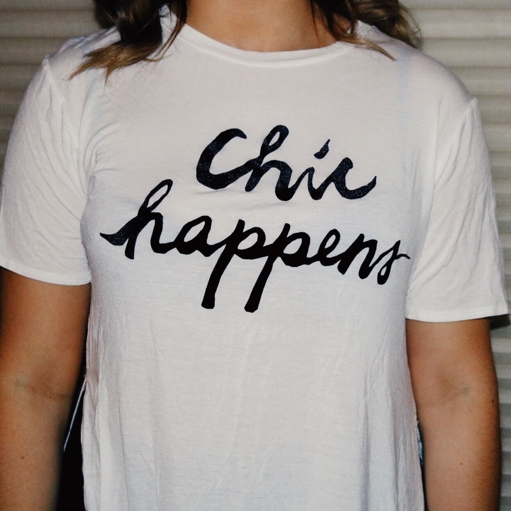 preppy white high low tee